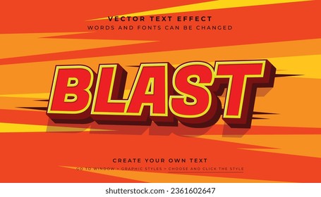 Vector Editable 3D orange red text effect. Fire blast promotion graphic style on red abstract background