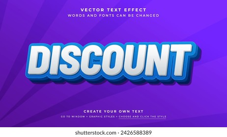 Vector Editable 3D white blue text effect. Discount promotion sale graphic style on blue background	