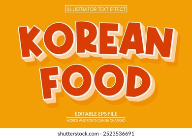 Vector Editable 3D yellow text effect. Korean food promotion discount graphic style on abstract yellow background