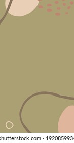 Plantilla de historia contemporánea abstracta editable por vectores. Marketing de medios sociales, proporciones de pantalla de teléfono. Formas orgánicas de fluido vintage, colores verdes de oliva neutros. Plantilla de relato en Insta con espacio de copia