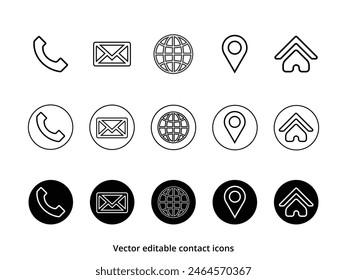 Vector editable business card contacts icon package collection