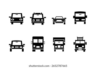 vector or editable Car icons set with whit background. transportation icons set
