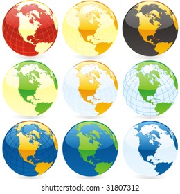 vector editable colored globes