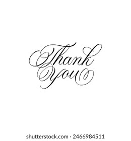 Vector Editable colors Flourished Handlettering Script Style Basic Black Thankyou