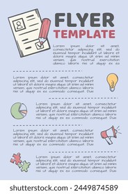 Vector editable design related to documents, business, social sphere. Template for flyer, leaflet, newsletter, poster.