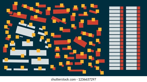 Vector Editable Floor Plan With Fields For Logos Or Titles Isolated On A White Background. Suitable As A Map Of Campus, Office, Production Hall, Festival, Shopping Mall, Work Place, Event And More.