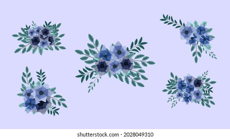 Colección de ilustraciones de ramos florales editables de vectores. Flores de jardín elegantes y elegantes, una hermosa vegetación. disposiciones aisladas elementos de diseño para bodas, textiles, tejidos, ropa