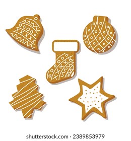 vector editable gingerbread cookies isolated on white background