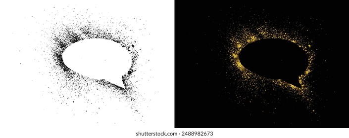Vector editable gold glitter black and golden color speech bubble frame