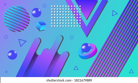 Vector editable graphics. Geometric lavender background. Web banner, poster, cover, social media splash screen. Pop poster 90s.