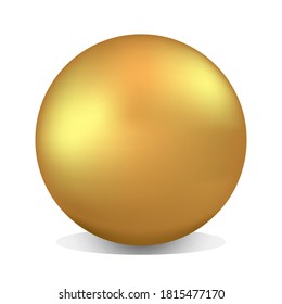 Vector editable graphics. Gold sphere. Shimmering capsule for cosmetics, oils isolated on white background. Gold glossy 3d ball or precious pearls.