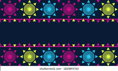 Vector editable graphics. Web banner, poster, cover, splash screen, social media with place to place your text. Perforated bright patterns Papel Picado pattern on a color background. Hispanic Heritage