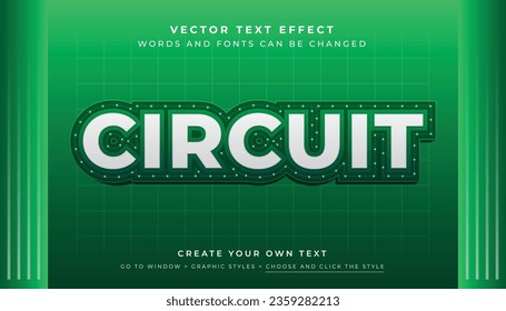 Vector Editable Green circuit text effect. Futuristic technology graphic style on green background