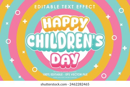 Vector Editable Feliz Día de los Niños Efecto de texto