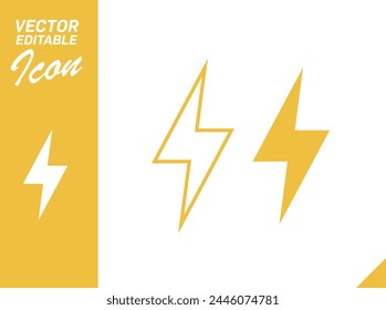 Vector Editable Icon Lightning Bolts EPS10 Power Logo Electric Icon