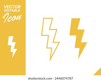 Vector Editable Icon Lightning Bolts EPS10 Power Logo Electric Icon