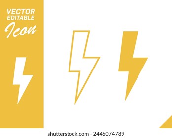 Vector Editable Icon Lightning Bolts EPS10 Power Logo Electric Icon