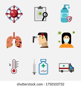 Vector editable icons with practical concept for the prevention of COVID 19. 
