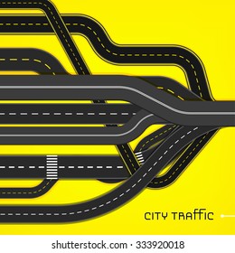 Vector editable illustration of abstract road net gathering in one direction. Useful for transportation, travelling and business design. Automotive creative concept