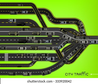 Vector editable illustration of abstract road net gathering in one direction. Useful for transportation, travelling and business design. Automotive creative concept