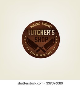 Vector editable illustration of beautiful butchery logotype. Useful for butcher shop logo designs, labels, badges and design elements.