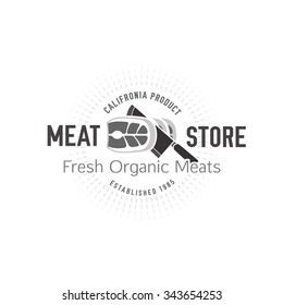Vector editable illustration of beautiful butchery logotype. Useful for butcher shop logo designs, labels, badges and design elements.