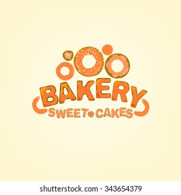 Vector editable illustration of beautiful hand drawn bakery logotype in a shape of freshly baked goods. Useful for bakery and bread shop logo designs, labels, badges and design elements.