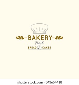 Vector editable illustration of beautiful hand drawn bakery logotype in a shape of freshly baked goods. Useful for bakery and bread shop logo designs, labels, badges and design elements.