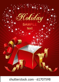 Vector editable illustration of magic gift box, open and luminous