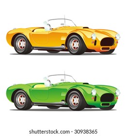 vector editable isolated convertible cars with details