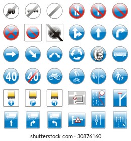 vector editable isolated european road signs with details