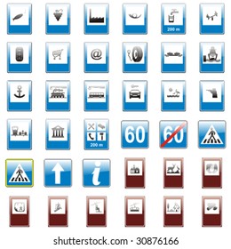 vector editable isolated european road signs with details