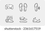 Vector editable line designed icons for the concept of plantar scanning and custom shoes production
