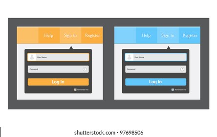 Vector editable log in (registrate) form in two color