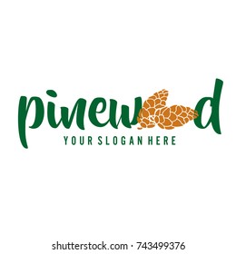 Vector editable logo of the pine cone with hand drawn font 