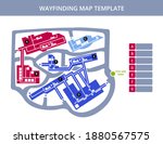 Vector editable outdoor wayfinding map of campus or floor plan with a road with fields for logos, titles isolated on white. Suitable as a map of campus, hospital, medical center, event, festival, etc.