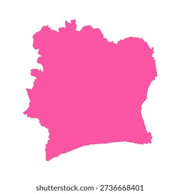 Vector Editable Pink Ivory Coast Simple Map