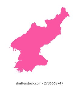 Vector Editable Pink North Korea Simple Map
