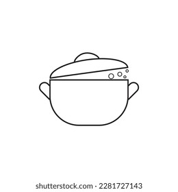 Símbolo vectorial editable de la olla con una sartén y una olla de vapor. Símbolo de la olla caliente. icono de olla para cocinar. Símbolo de cocina. Símbolo de tu diseño web, logotipo, aplicación o interfaz de usuario.