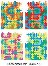 vector editable puzzle in four color variations