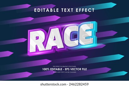 Vector Editable Race Neon 3D Text Effect