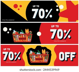 VECTOR EDITABLE, RED, BLACK AND YELLOW, DISCOUNT. 70