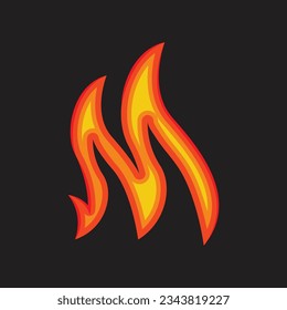 Vector editable red fire flame icon black background in flat style