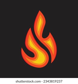 Vector editable red fire flame icon black background in flat style