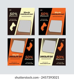 Vector Editable Social Media Instagram Design Post template and layout.For Celebrate World Chocolate Day Suitable for Sale Banner,
 Post, Ads Advertising, Promotion Product, Food 
 