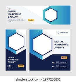 Vector Editable social media post template modern background. Promotional corporate banner design.  company business webinar banner sale ads and discount promo