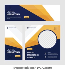 Vector Editable social media post template modern background. Promotional corporate banner design.  company business webinar banner sale ads and discount promo