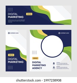 Vector Editable social media post template modern background. Promotional corporate banner design.  company business webinar banner sale ads and discount promo