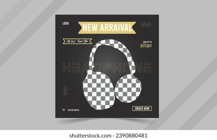 Vector editable square banner template design for headphone social media post food post.