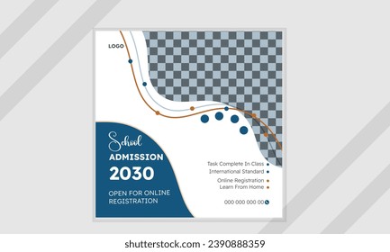 Vector editable square banner template design for school admission social media post .